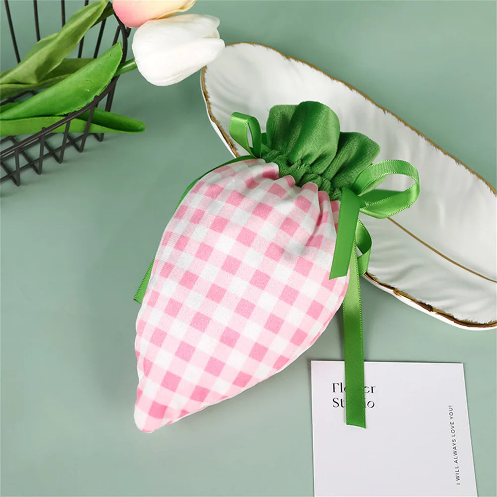 1Pc/10Pcs Easter Carrot Gift Bags Velvet Carrot Drawstring Bags Easter Candy Cookie Packaging for Kids Easter Decoration 2026
