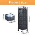 5-Tier Rolling Storage Cart with Rotating Baskets, Fruit & Vegetable Baskets Rotating Snack Rack for Kitchen Bathroom Craft Room