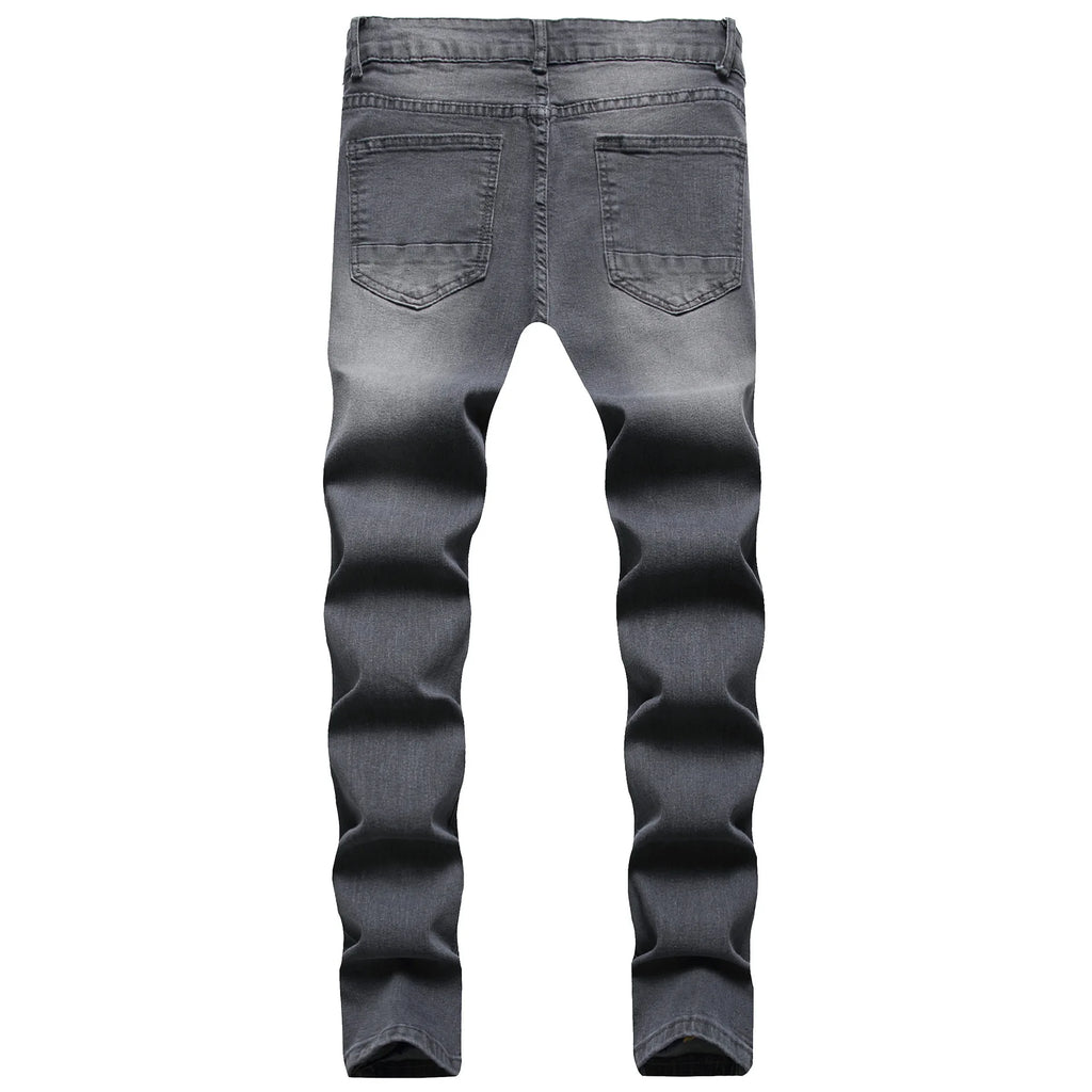 2026 Spring Summer New Men Denim Pants Casual Slim Fit Skinny Ripped Versatile Fashion Long Jeans Men