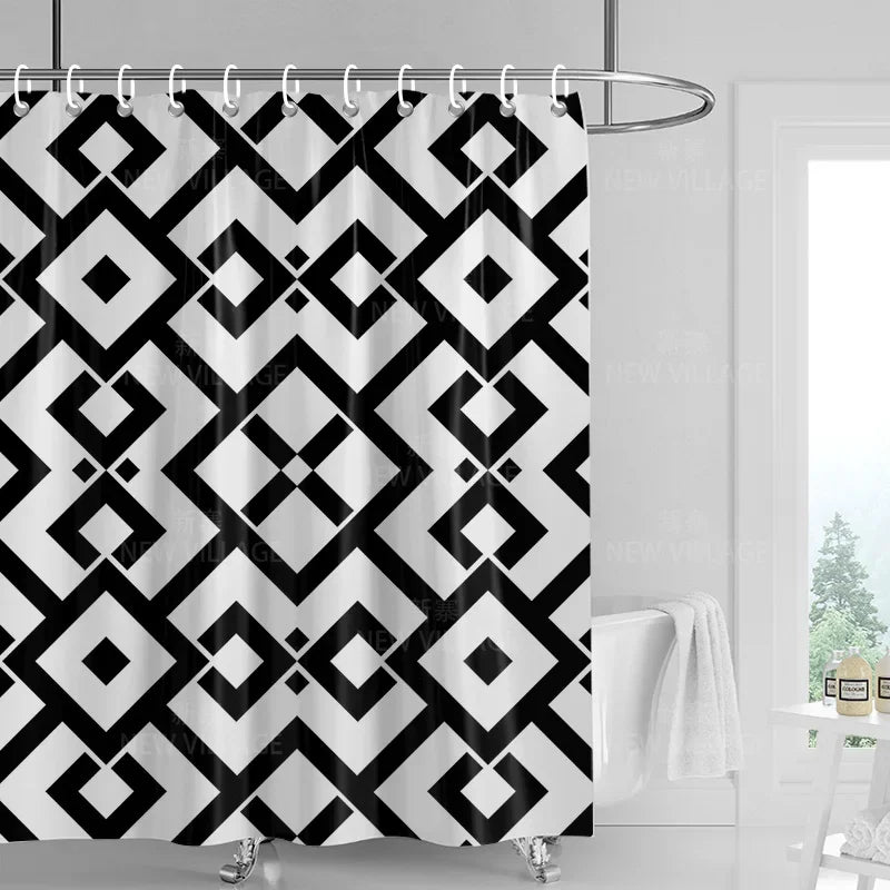 Home decoration shower curtains bathroom waterproof curtain fabric Living Room Modern Nordic Modern geometric pattern simple