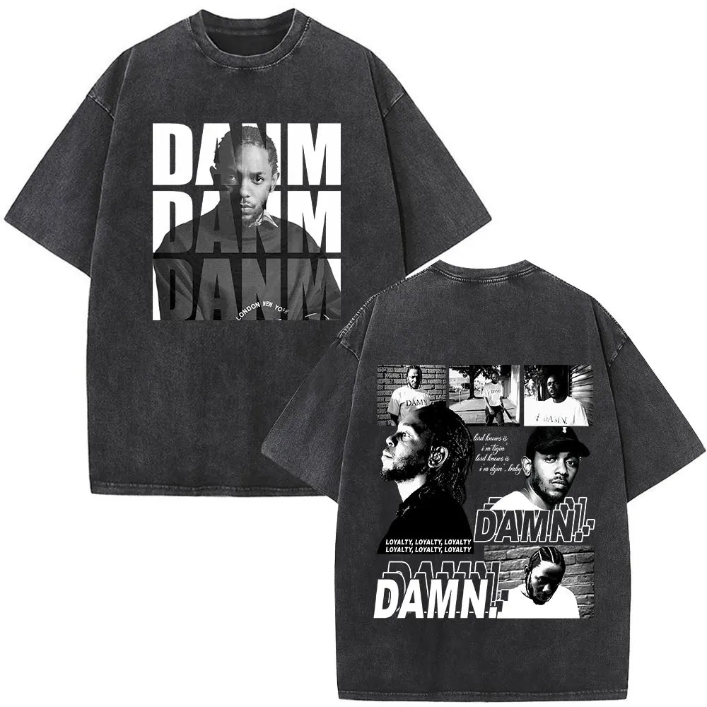 Kendrick Lamar To Pimp A Butterfly Graphic Vintage Washed T-shirts Men Fashion Hip Hop Retro Short Sleeve T Shirt Streetwear