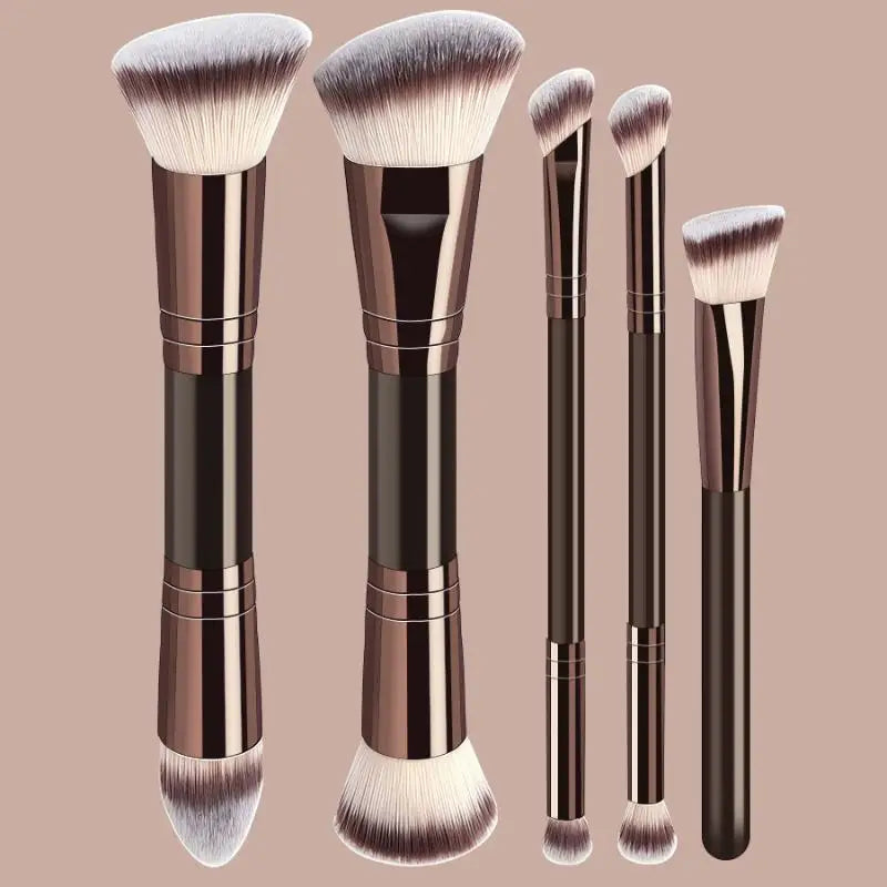 Double Head Face Makeup Brush Set Soft Fiber Foundation Brush Concealer Brush Beginner-Friendly Beauty Tools