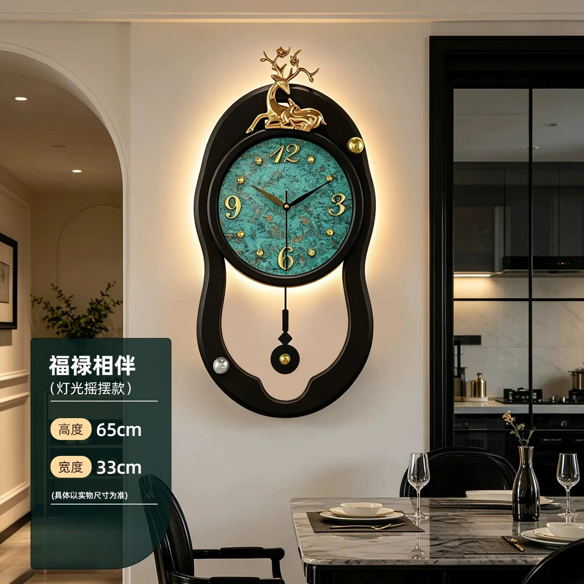 Retro French LED Wall Clock Watch Living Room Mute Pendulum Clock Elegant Taste Family Gift Art Decor Quartz Clock Home Decor