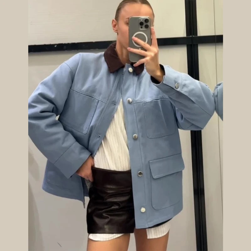 Causal Pockets Jacket Women Urban Loose Lapel Single Breasted Full Sleeve Coat Female 2026 All-match Spring Summer Lady Outwear