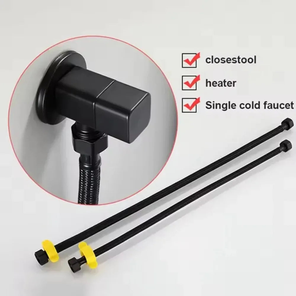 Black Pipe Water Supply Hose Faucet Water Heater Water Pipe Heater Pipe Toilet Connection Water Inlet Pipe 30-80cm Fittings