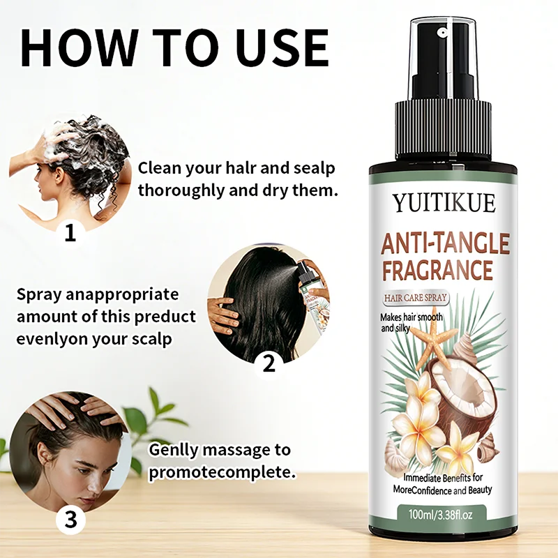 YUITIKUE Anti-Tangle Fragrance Hair Care Spray | For Smooth & Silky Hair | Immediate Frizz Control & Gentle Daily Styling 100ml