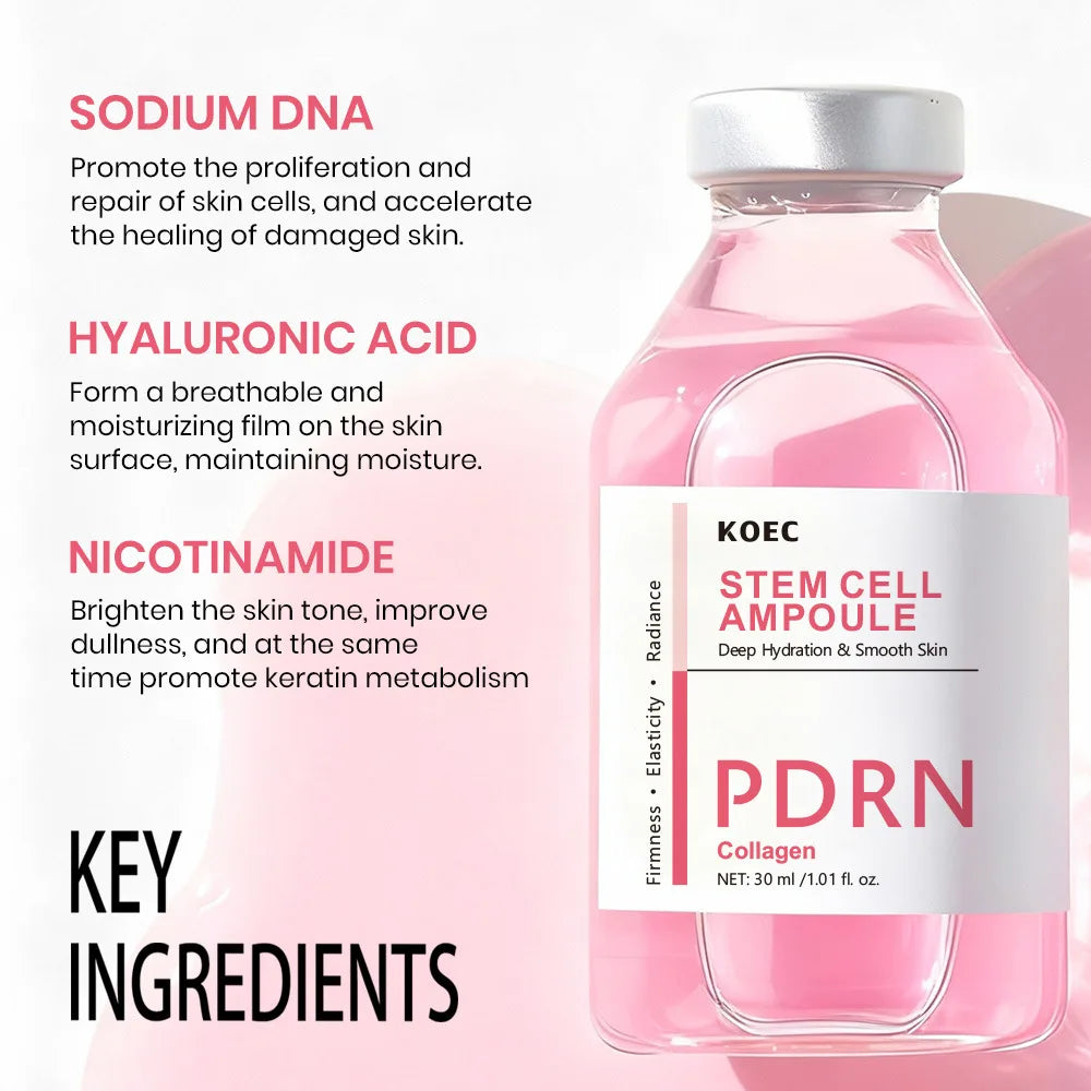 Stem Cell Ampoule PDRN Serum for Face Brightening Skin Smoothing Calming Repairing Daily Moisturizer