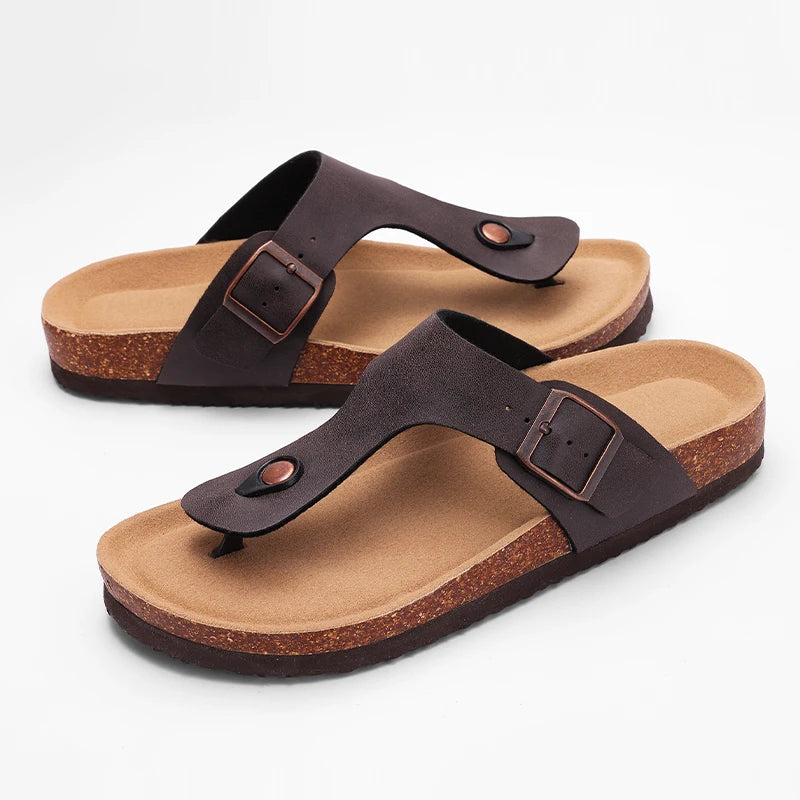 Crestar Womens Mens Sandals Fashion Adjustable Buckle Cork Footbed Slides Outdoor Beach Sliipers with Comfortable Arch Support