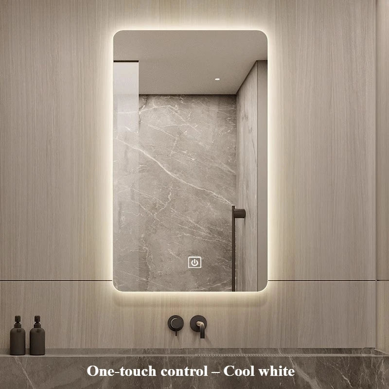 Toilet Intelligent Makeup Mirror Touch Screen LED Bathroom Mirrors High Definition Anti Fog Wall Mounted Lighted Espejos De Baño