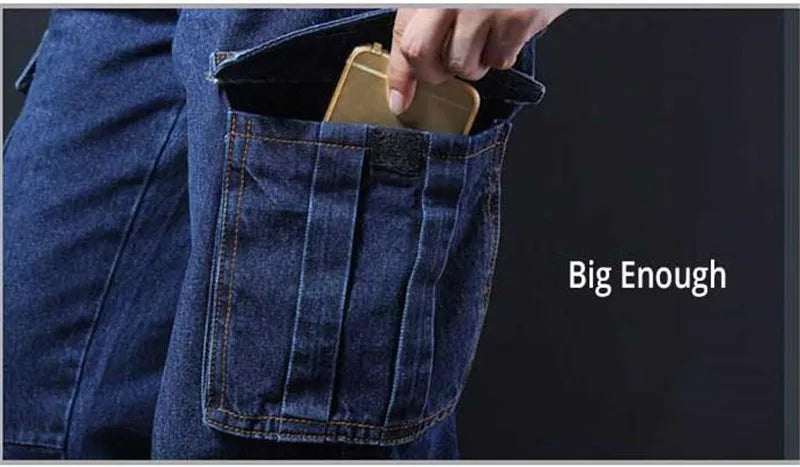 MORUANCLE Men's Casual Cargo Jeans Pants With Multi Pockets Workwear Tactical Denim Trouers Outdoor Climbing Stretch