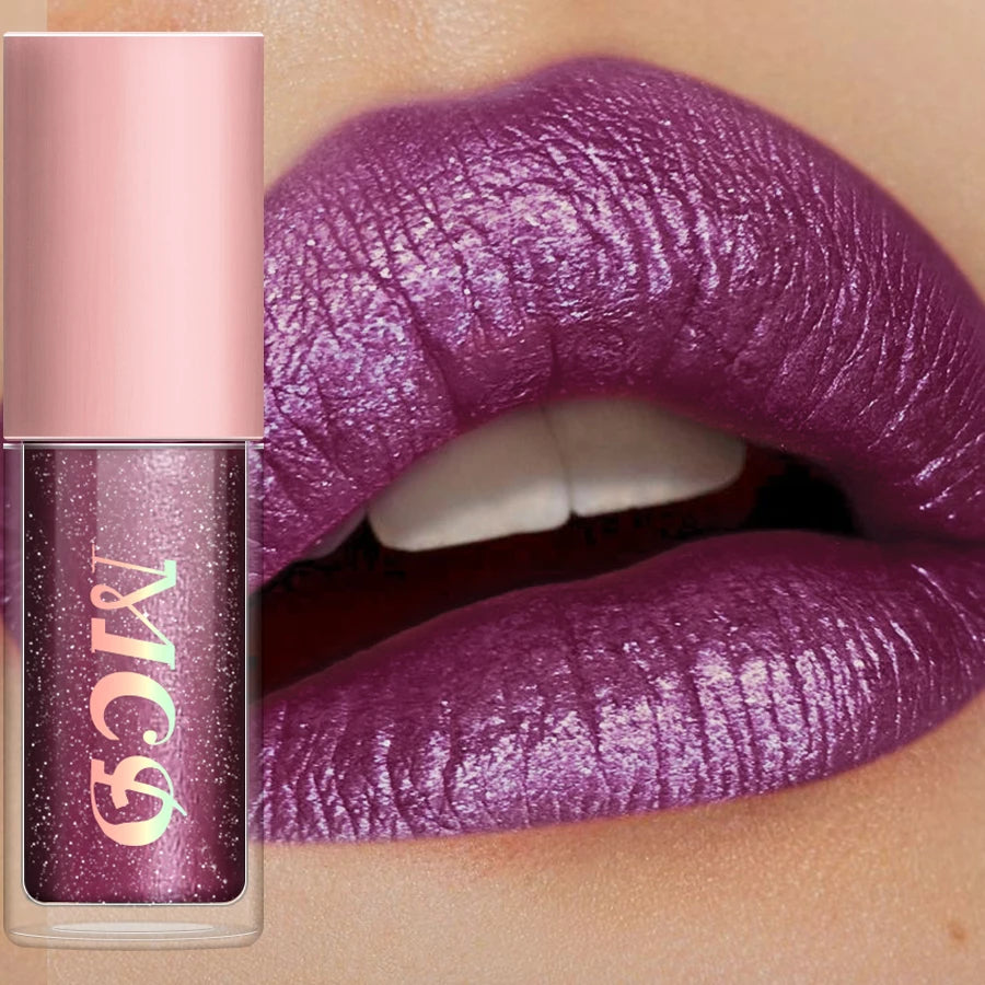 8 Colors Metallic Shimmer Lip Glaze Glitter Liquid Lipstick High Pigmented Lip Tint Lip Gloss Korean Makeup Gifts Lip Oil