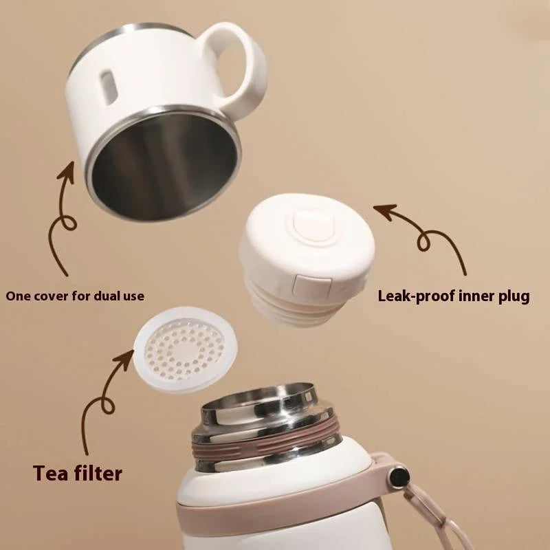 600ml Stainless Steel Coffee Cup Travel Thermal Mug Leak-Proof Thermos Bottle Tea Coffee Mug Office Business Style Thermos