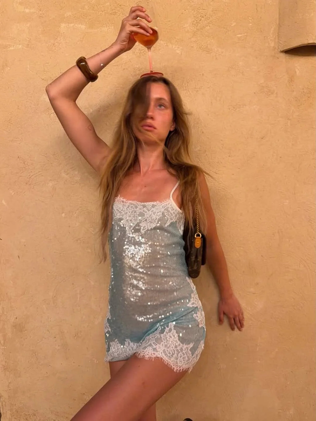 Sexy Sequin Lace Trim Patchwork Short Dress Women V-neck Sleeveless High Waist Mini Sling Dresses 2026 Summer Vacation Lady Robe