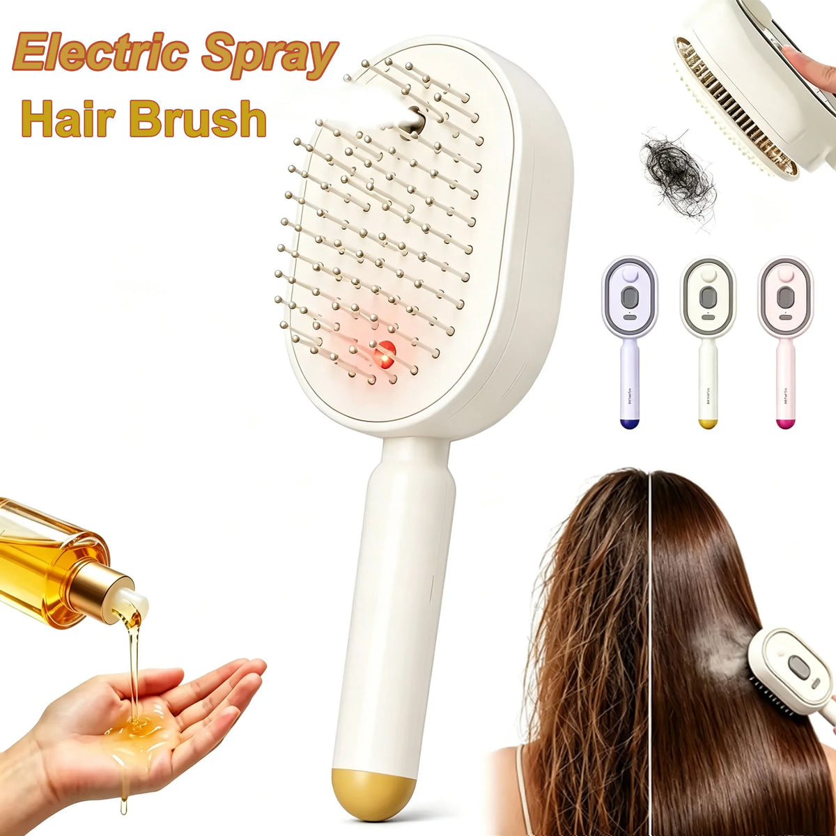 Electric Steam Brush with Water Spray Wet Electrics Hairbrush USB-C Charging for Detangling Smoothing Styling & Frizz Control