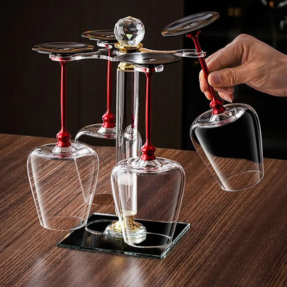 Unique Clear Rotating Glass Wine Glasses 500ml Thickened Base Crystal Goblet Ergonomic Holder Wine Decanter Glass Cup Whiskey