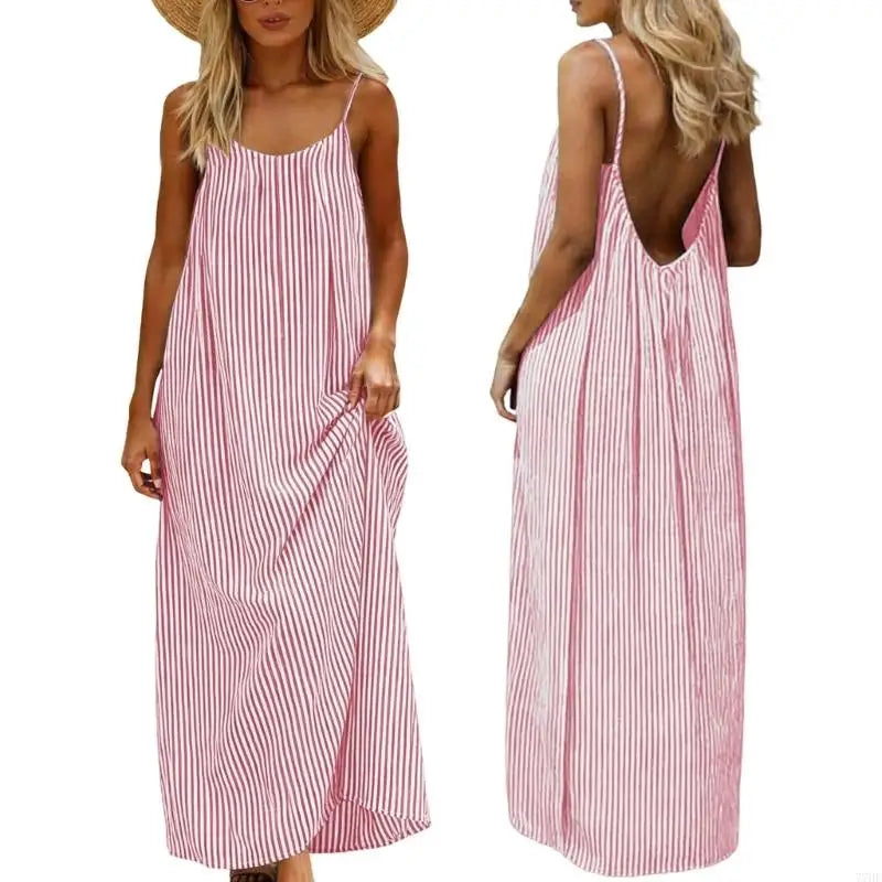 77HE Dresses for Women Backless Cami Dress Casual Vacation House Beach Sleeveless with Back Tie