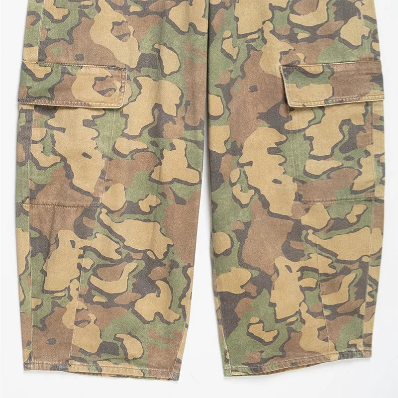 Camo Print Drawstring Waist Women Pants Wide Leg Loose Cut Drawstring Hem Relaxed Fit Casual Trouser Streetwear 2026 New Fashion