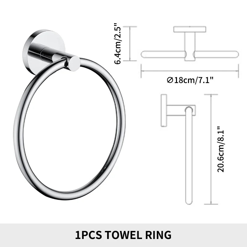 Bathroom Accessories Towel Rack Shelf Paper Holder Stainless Steel Toilet Brush Holder Hand Towel Ring Robe Hook Hanger Chrome
