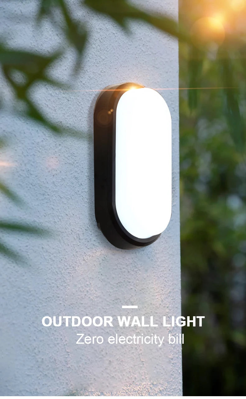Oval Wall Lighting 12W Modern LED Outdoor Surface Mounted Waterproof Bathroom Porch Wall Sconce Aisle
