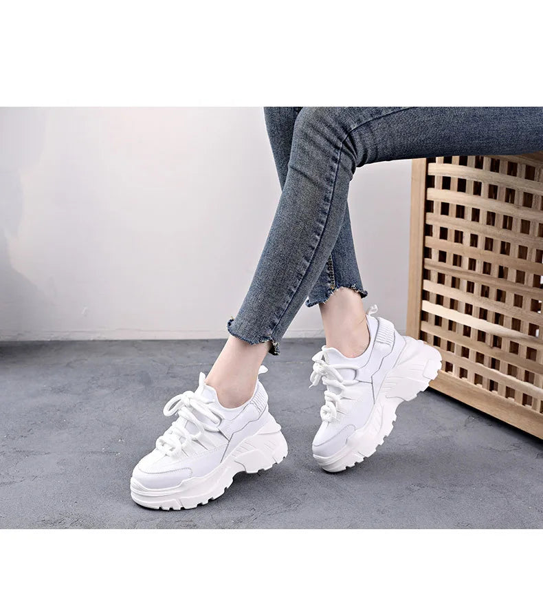 White Sneakers Women Sports Shoes for Women Inner Height Increasing Women's Shoes Winter Warmth Platform Shoes Zapatillas Mujer