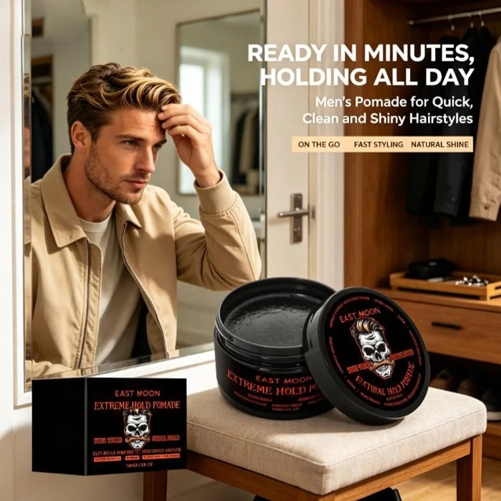 Shine & Hold Hair Pomade, Create Stereo Hairstyle with Glossy Finish