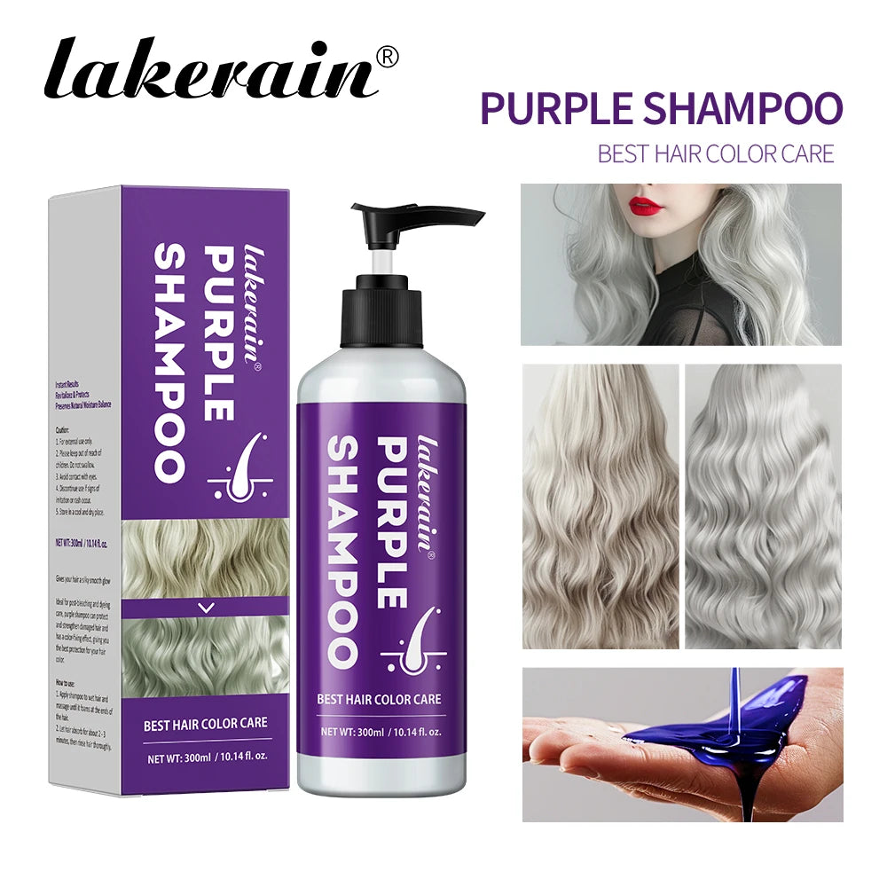 Hair Care Color Lock Purple Shampoo 300ml Anti-Brassiness Yellow Tones Removal Hair Color Protection & Moisturizing Hair Shampoo