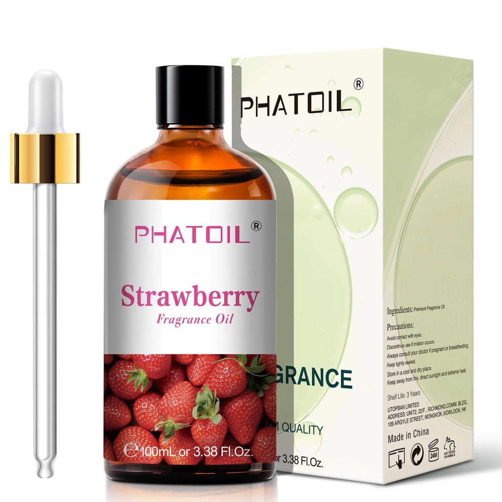 PHATOIL 100ml Fruit Series Fragrance Oils with Glass Dropper Coconut & Vanilla Strawberry Mango Cherry Aroma Oil For Diffuser