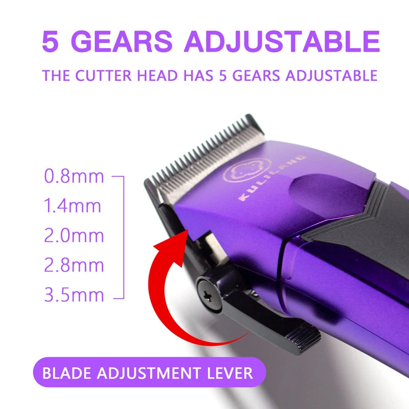 Kulilang R77F Professional Hair Cutting Machine Electric Hair Clipper Titanium Plated FADE Blade Men's Hairstyles Salon 7200RPM
