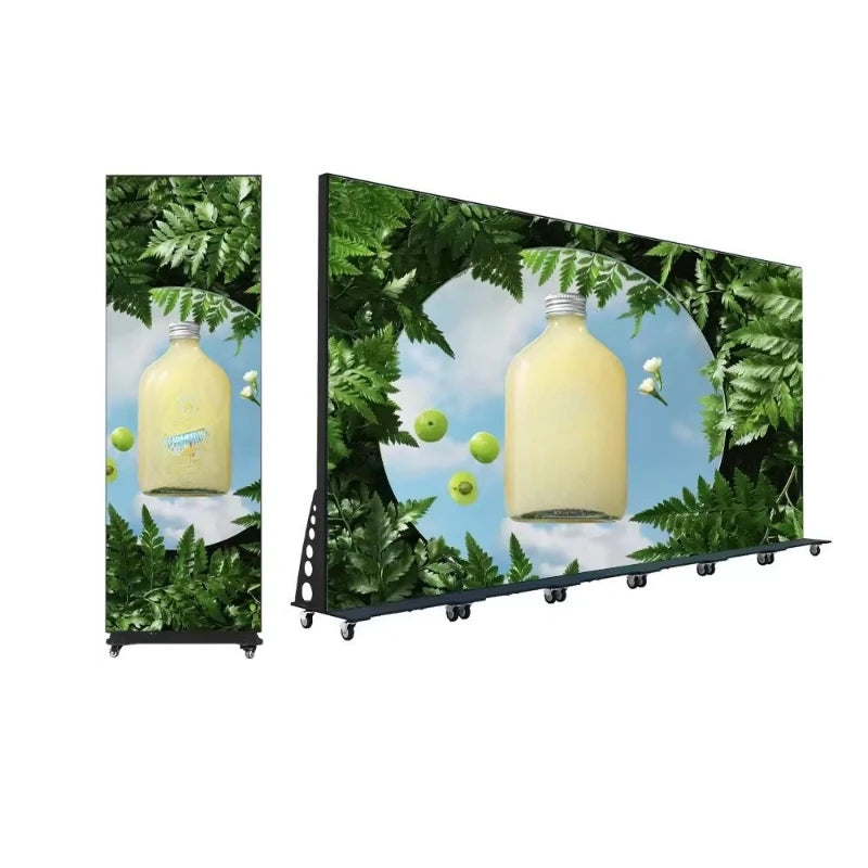 Indoor led poster screen folding advertising screen shopping mall mobile led display