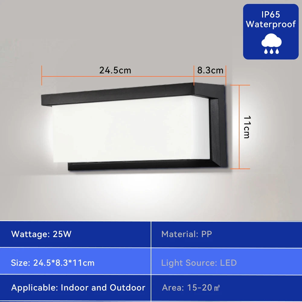 Outdoor Wall Light 85-265V IP65 Waterproof 25W 12W Garden Corridor Balcony wall lamp courtyard Decor Warm Light exterior Stairs
