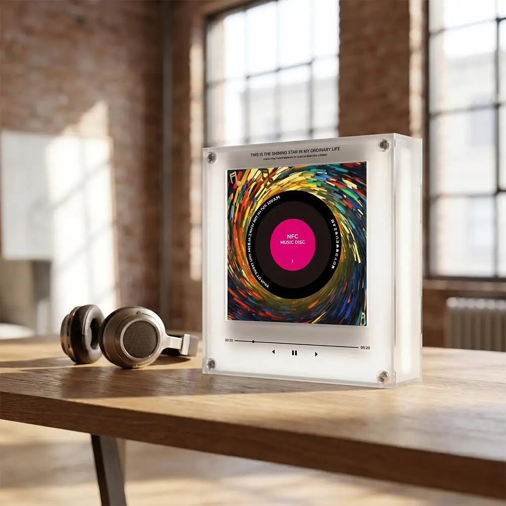 NFC Magnetic Patch Acrylic Song Player With Built-in Speaker - Customizable Artwork, No Phone Needed, Auto-Play