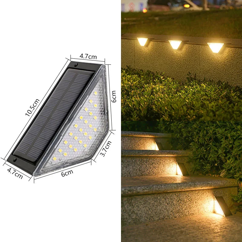Outdoor Solar Step Lights, Warm White Light,IP66 Waterproof, Auto On, for Patio, Yard, Driveway, Porch Decoration