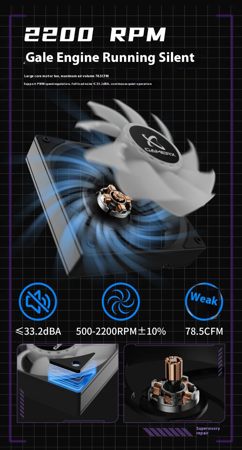 Power Train X-GAMERX S360 ARGB DIY screen display 2.73-inch LCD SCREEN Water Cooling 360mm Radiator 5V-3PIN CPU cooler
