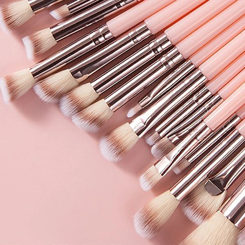 20 Pink Makeup Brushes Set For Blush Foundation Eyeshadow And Concealer Brush Makeup Tools