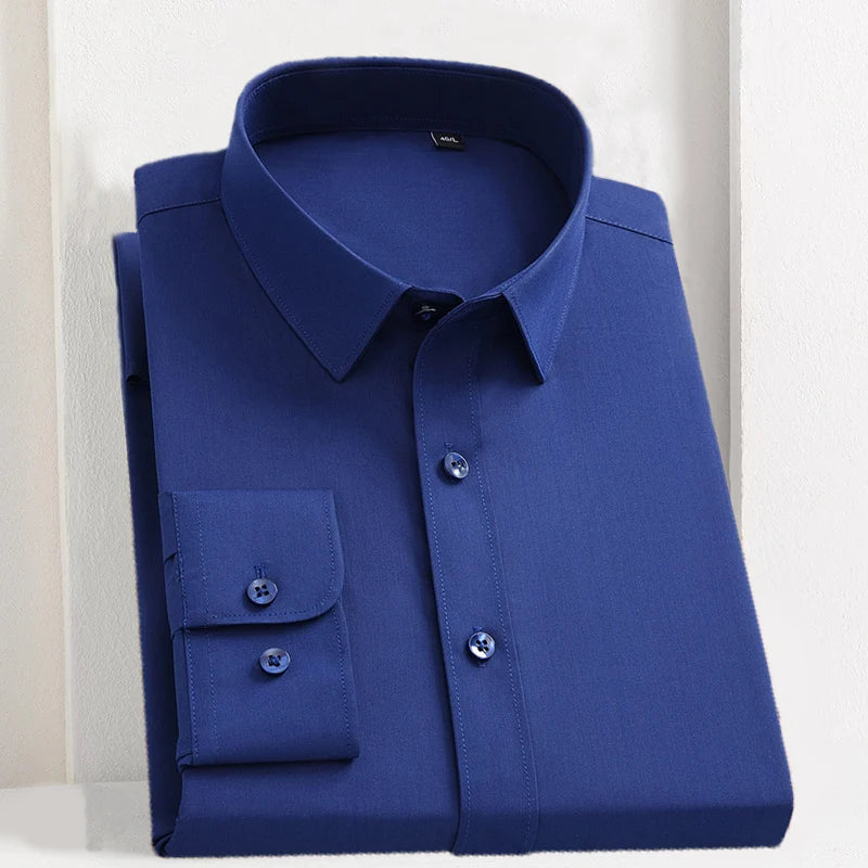 Bamboo Fiber Men's Shirt Long Sleeve Anti-Wrinkle Dress Shirts For Men Slim Fit Camisa Social Business Formal White Office Shirt