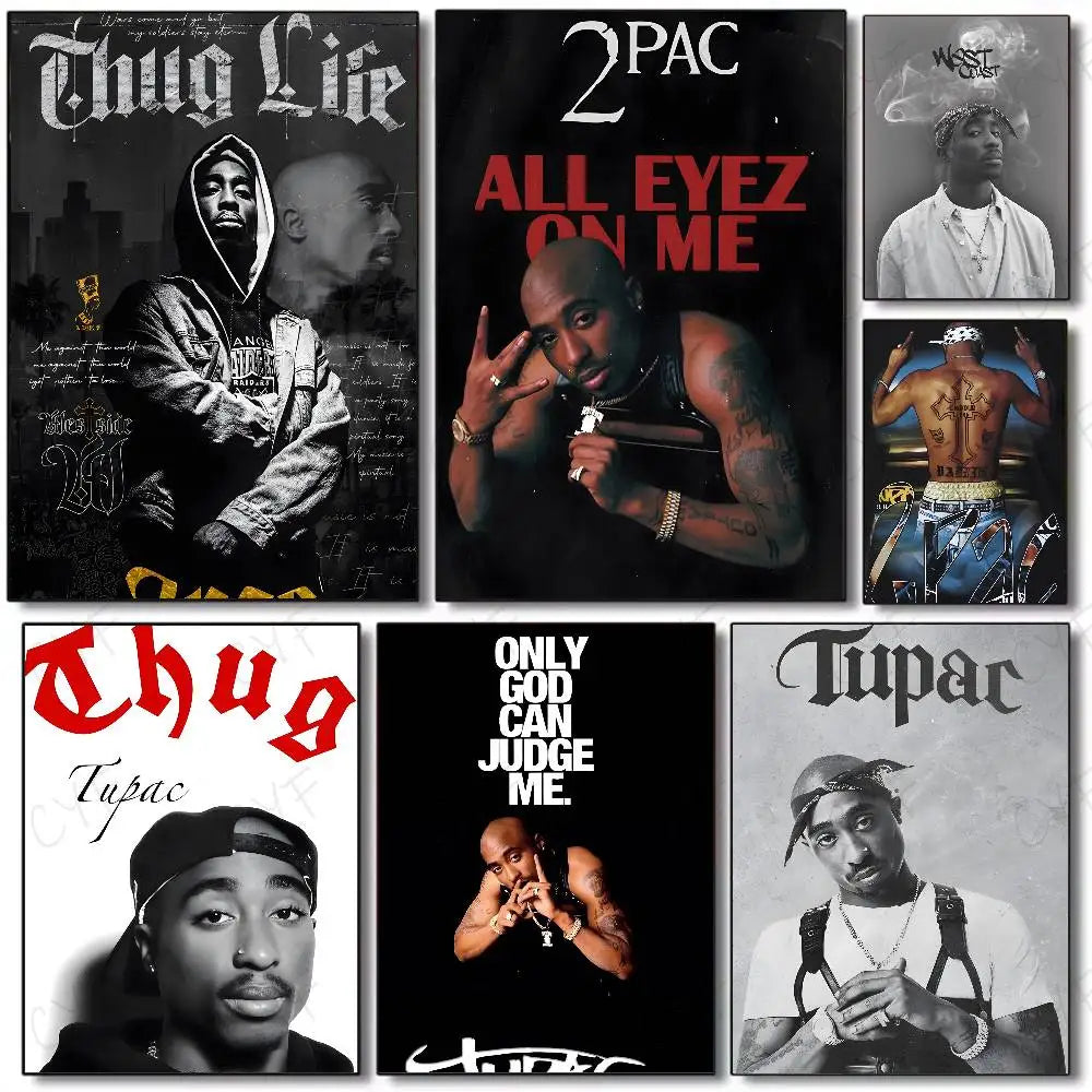 Hip Hop Singer 2-2Pac-MT Tupac Shakur Poster Art painting poster with prints Home bedroom living room decoration gift