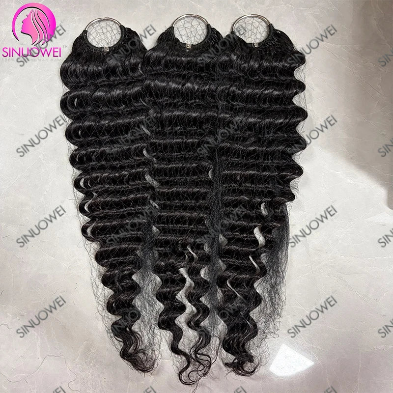 Knotless Pre Separated Deep Wave Crochet Human Hair Feather Real Hair Extensions for Braiding Deep Wave Curly Hair Extensions