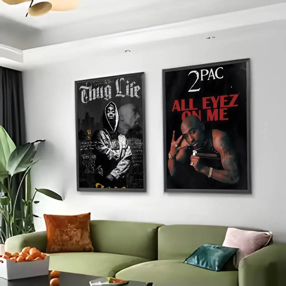 Hip Hop Singer 2-2Pac-MT Tupac Shakur Poster Art painting poster with prints Home bedroom living room decoration gift