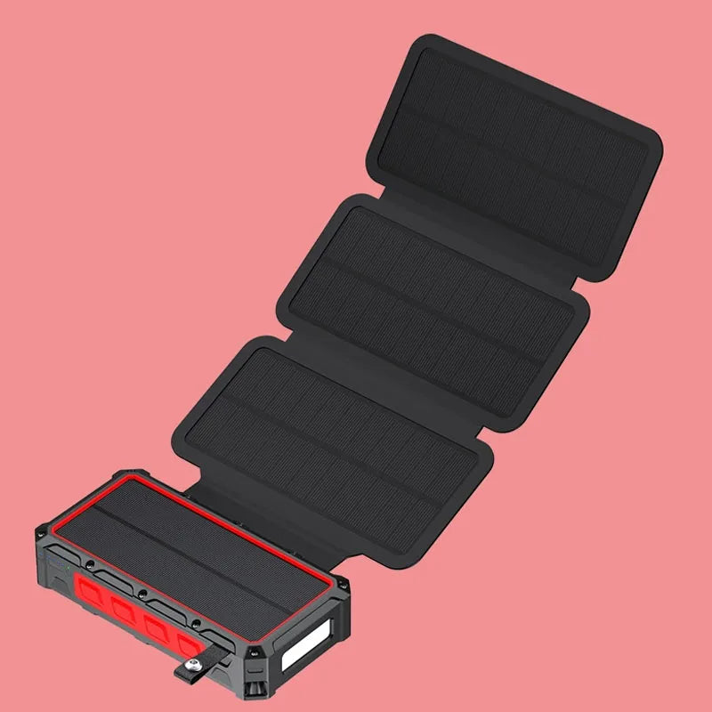 Portable Hand Crank Solar Power Bank With LED Light 20000mAh Large Capacity Fast Charging Powerbank Externala Battery Charger
