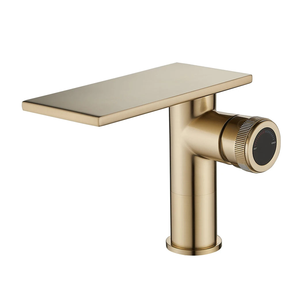 Bathroom Waterfall Basin Sink Faucet Black Faucets Brass Bath Faucet Hot&Cold Water Mixer Vanity Tap Deck Mounted Washbasin Tap
