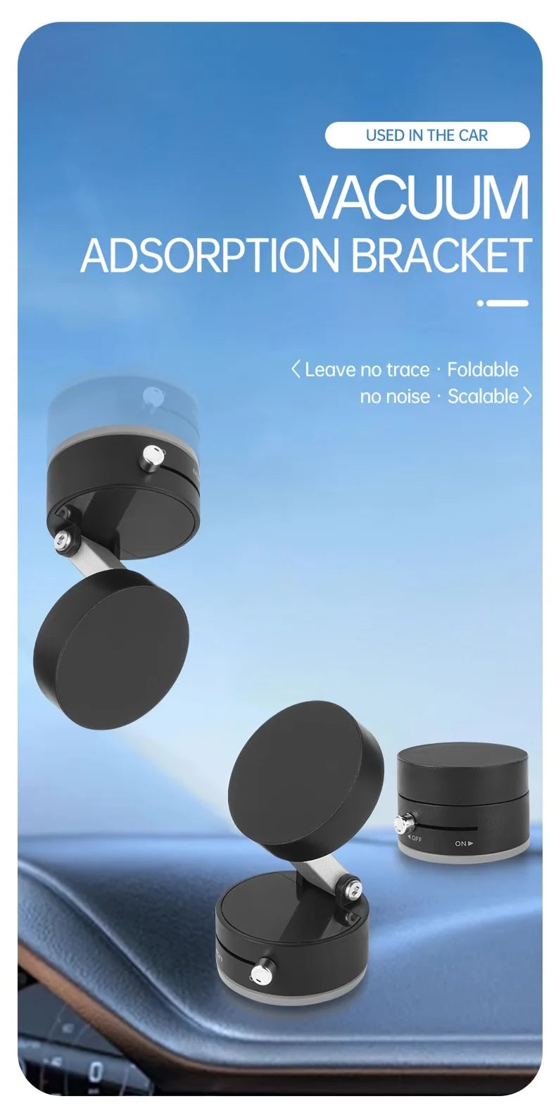 Foldable Double-sided Adsorption Vacuum Magnetic Phone Bracket A2 Hands Free Car Dashboard Mount Portable Desktop Cell Phone Stand Multi Scene Universal Phone Holder