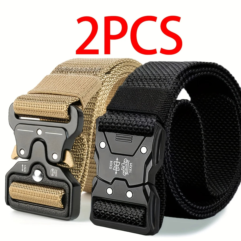 2 Men's Quick-Release Lock Buckle Belt - Outdoor Belt, Suitable for Camping, Jeans, and Casual Pants