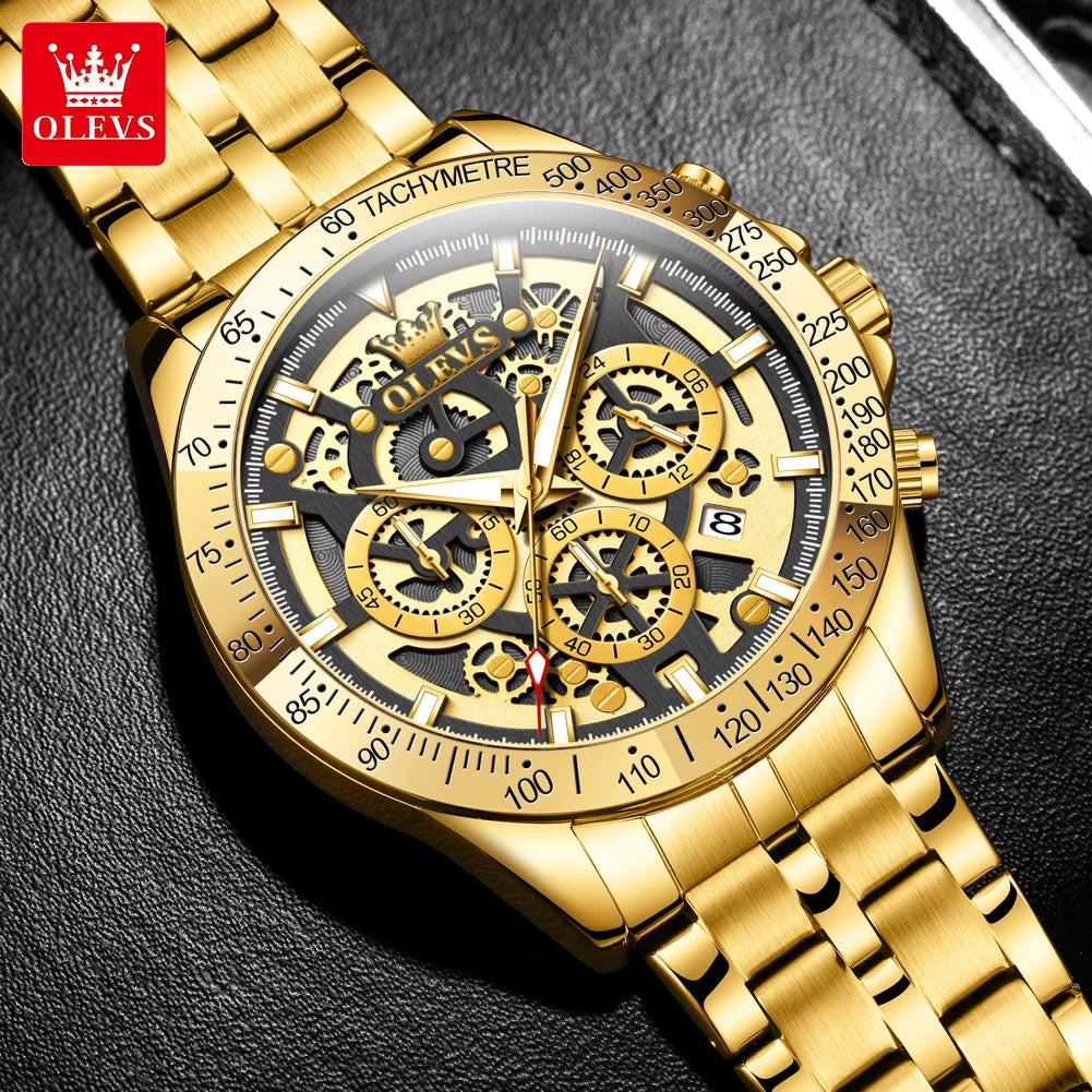 OLEVS 9913 Mens Watch Quartz Watch Classic Multifunctional Business Watch For Men 30m Waterproof Luminous Box Gift