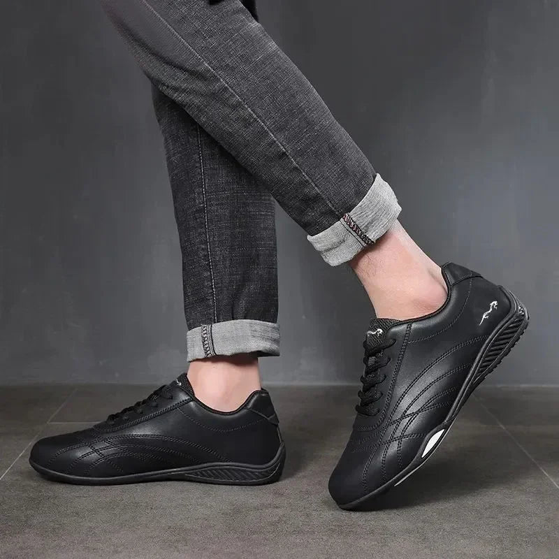 Men Leather Casual Shoes for Breathable Daily Walking Sneakers Lace-Up Driving Moccasin Non Slip Formal Shoes Zapatillas Hombre