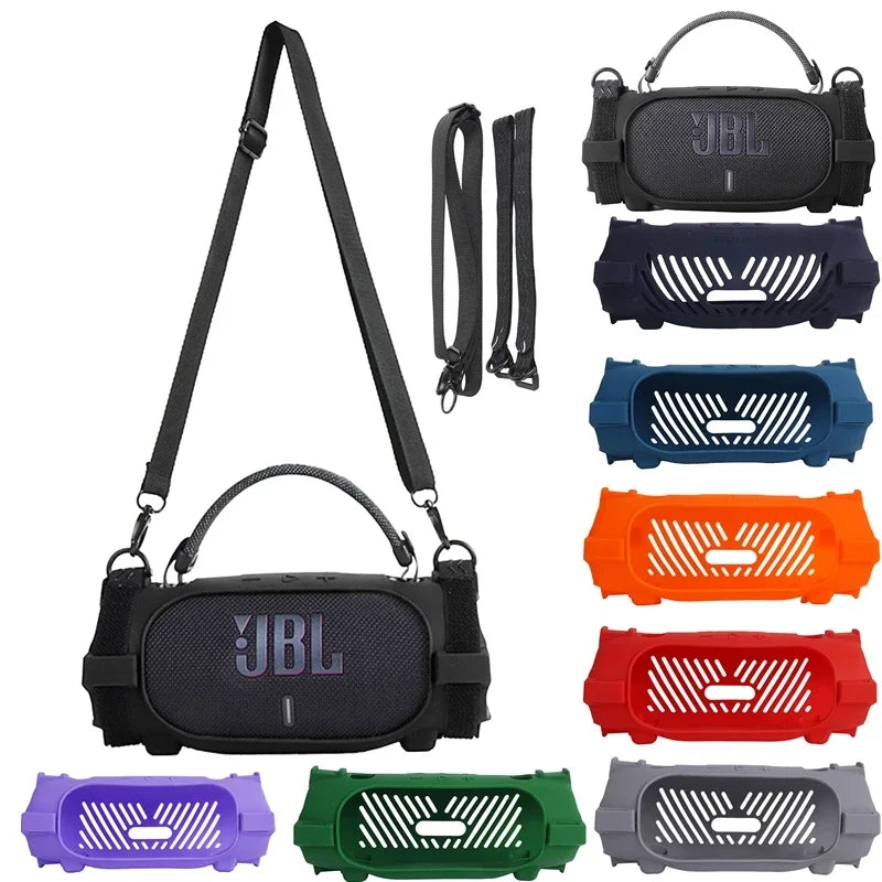 Newest Soft Silicone Case Cover Skin With Strap Carabiner for JBL Charge 6 Portable Waterproof Wireless Bluetooth Speaker