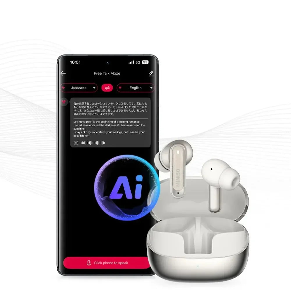 MINISO MS106 Bluetooth Earphones  AI Translator Earbuds TWS Ear Clip Sports Earphones Noise Reduction Wireless Headphones
