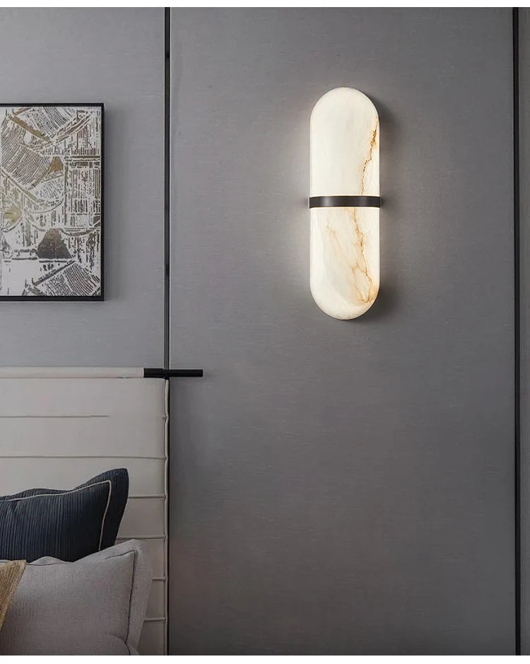 Semicylinder Wall Light Led 12W Imitation Marble Decor Bedside Lamp Living Dining Room Bathroom Doorway Hallway Sconce Lights