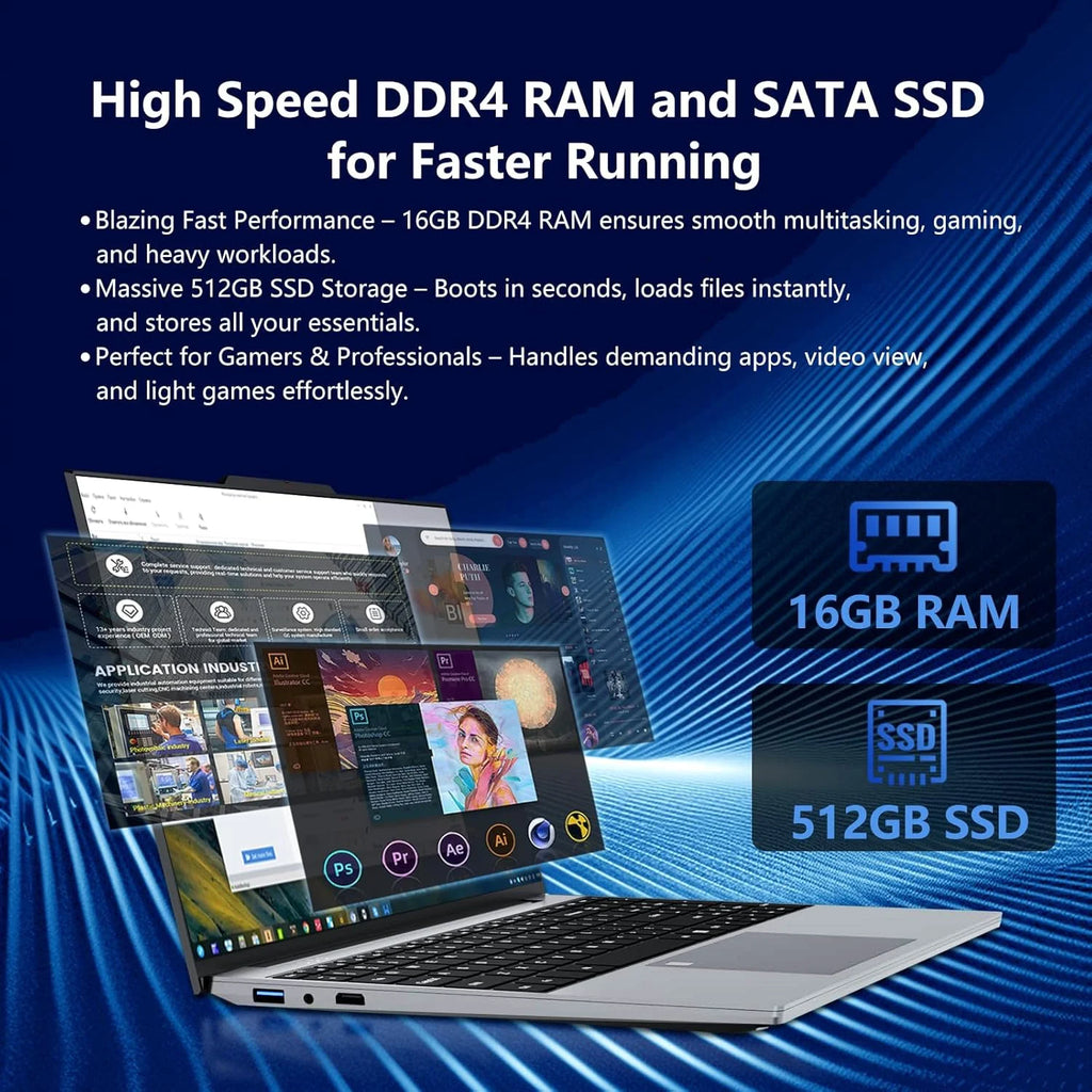 New Office Laptop Intel Core I9 9900 15.6 inch 4K HD Screen Windows 11 16GB RAM 1TB SSD Portable Slim Laptops PC Gamer Computer