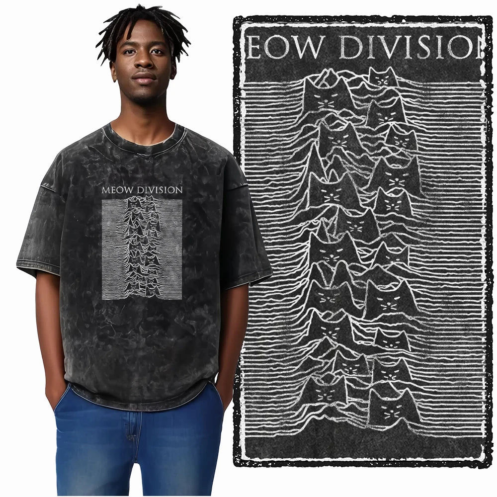 COOLMIND DB Cat Printed Cotton Acid Washed Exclusive Graphic Unisex T Shirt Cool Streetwear Men Tshirts Big Size Tee for Men