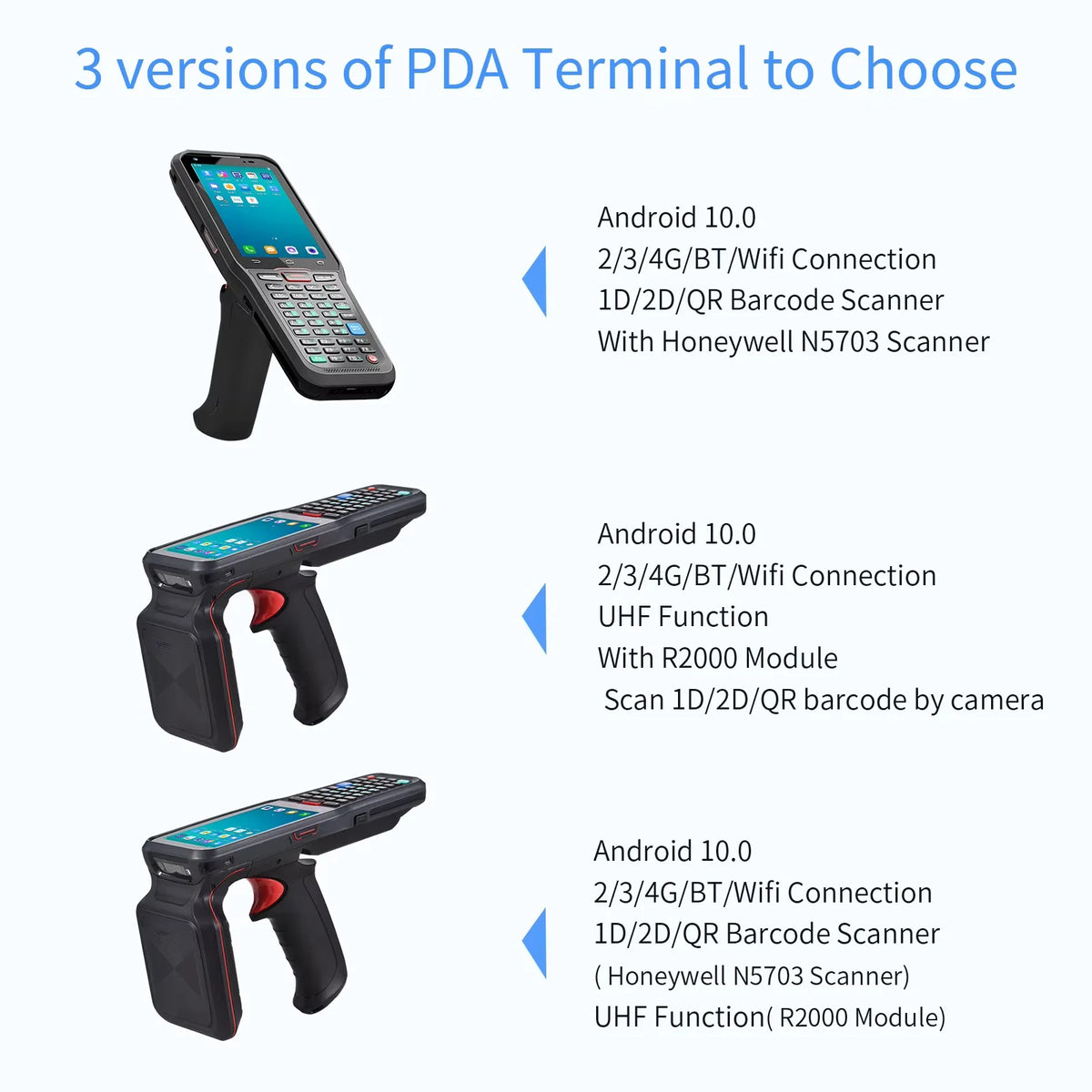 CHWEIDA 4 inch Full Keyboard Handheld Android PDA 1D 2D QR Code Barcode Scanner UHF RFID Reader Data Collector Terminal